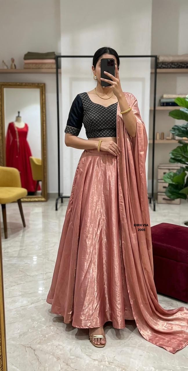 Dusty Pink Embroidered Lehenga – Pink